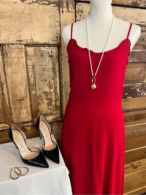 Reformation Red Midi Dress | Size 12 Romantic Feminine Statement Dress